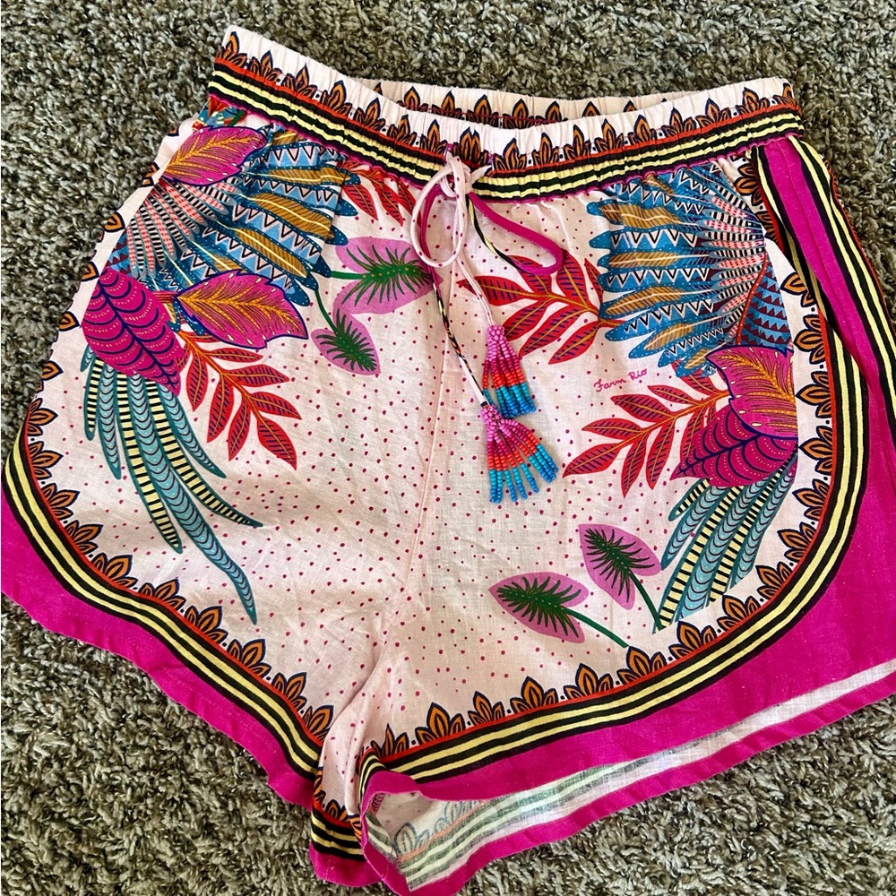 NWT FARM Rio Macaw Scarf Shorts- Elastic Waistband